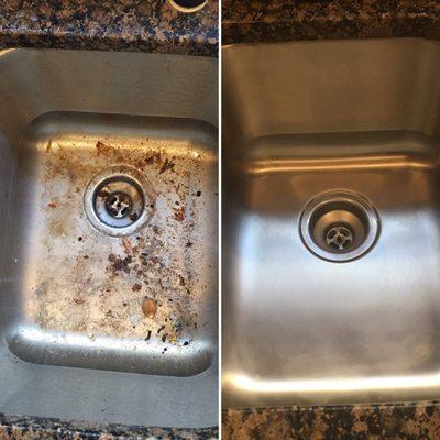 Before and After sink request with house deep and standard cleaning.