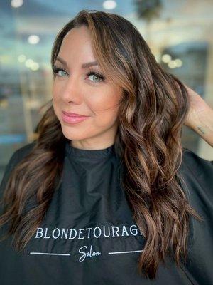 When I went brunette, Alexa colored my blonde extensions to match and gave me the best haircut!! Loved it for my fall look.