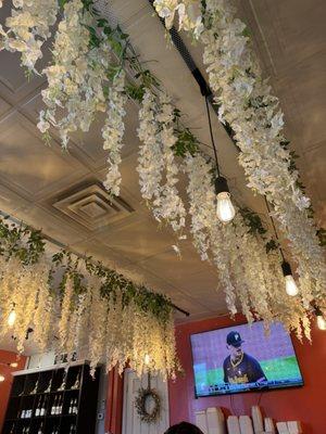 Dining area with fun decorations.