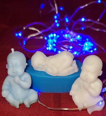 Baby Candle - Perfect for Baby Showers - Baby Powder Scent - Color Blue & Pink