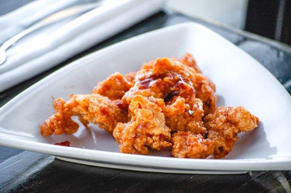 Bourbon Sriracha Popcorn Chicken