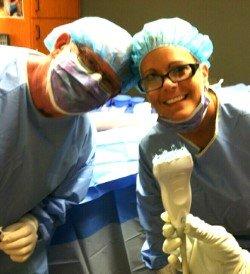 Dr. Smith & Liz in a Ultrasound guided procedure.