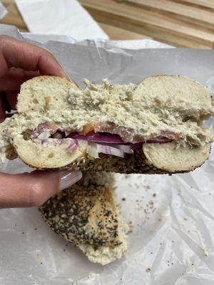 The Whitefish Classic Sandwich - no cream cheese on everything bagel YUM!