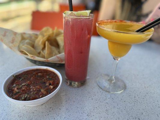 House salsa, prickly pear, and mango polanco slushy