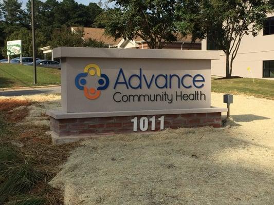 Monument sign fro Advanced Community Health in Raleigh, NC.