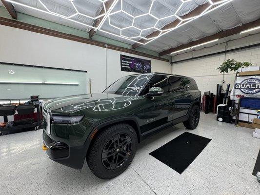 Brand new Rivian R1S with Full ceramic even over factory tint.  The windshield was tinted using our exclusive 3M crystalline film.