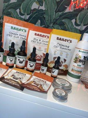 Bailey's pet CBD products are perfect for your furry friends hips, joints and anxiety.