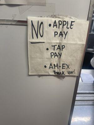 No Apple Pay, tap or A/M