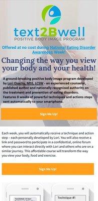 Join Lori's positive body image texting program www.text2bwell.com