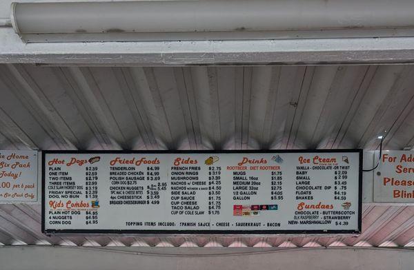 Gene's Root Beer and Hot Dogs Menu