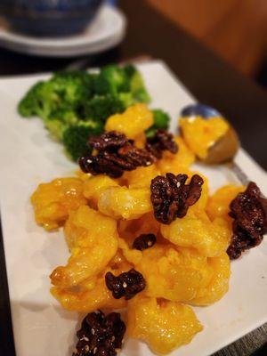 Honey Walnut Shrimp - Crunchy and nice flavor.. gotta get used to the orange coloring to it.