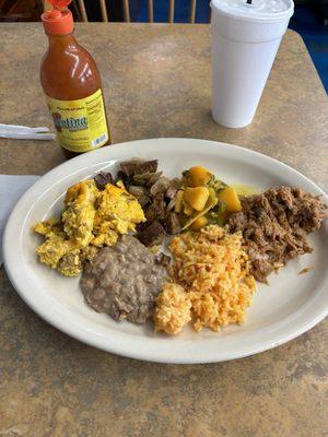 Breakfast buffet with Eggs & Chorizo and the best tortillas!