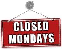 Sorry Closed Mondays