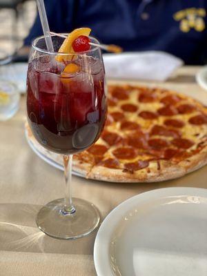 Sangria and Pepperoni Pizza