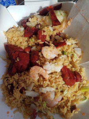 Shrimp fried rice is enough for two or three people