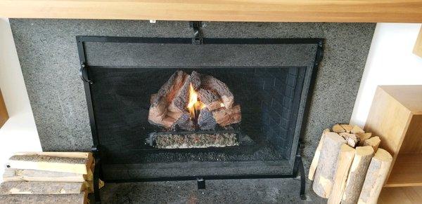 A great alternative if you find yourself never using your fireplace is to install gas logs. (Evening Series Logs)