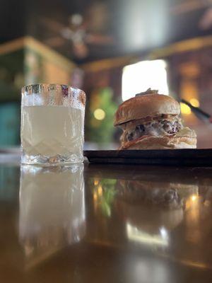 Burger and regular margarita