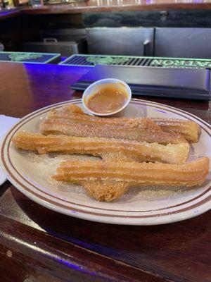 Churros with caramel dipping sauce