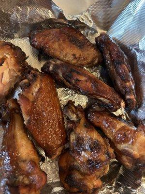 These are smoked wings plain you can enjoy: hot, BBQ, garlic parm. and more . Menu price $12 and Sunday special.......... $8 !!!