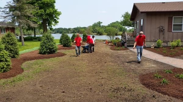 Landscaping Plan- Grading, Brick Work, New Plantings, Mulch, Lawn Restoration - After