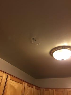 Kitchen ceiling saturated with water. Just a little pressure from a thumb and it went right through the ceiling.  #TWCMANAGEMENT