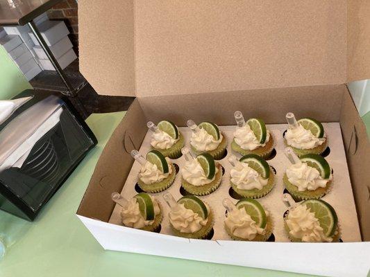 Boozy Key Lime cupcakes with a real shot of tequila.