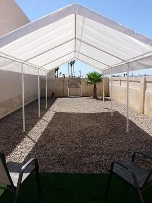 This is our spacious, shaded, 20 x 50 play yard!!