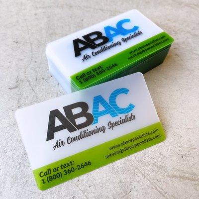 Frosted plastic business cards. Great option if you want to make a lasting impression!