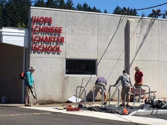 Cleaning up the outside and getting it ready for our kids!