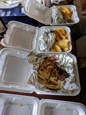 Tacos, big ass quesadilla