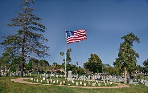 American flag at the veteran's circle