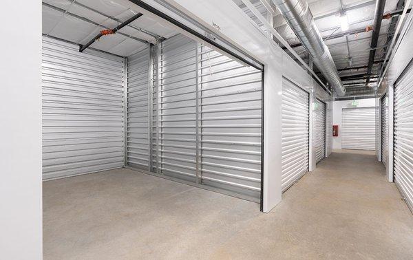 Indoor, clean, bright, and secure storage units.