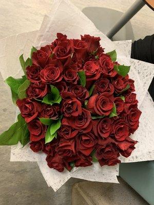 50 Red Roses Hand Tied Bouquet