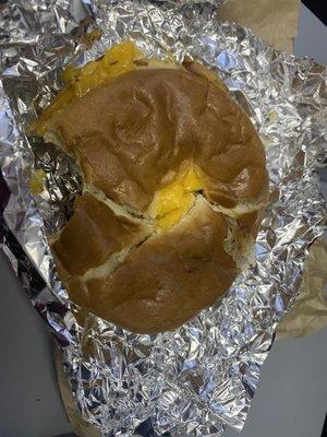 Sad breakfast sandwich "bagel"