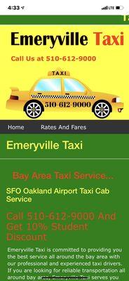 Taxi Service in Bay Area Emeryville Oakland Berkeley Albany call 510-612-9000