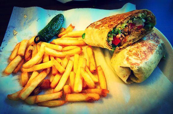 Chicken burrito w/fries