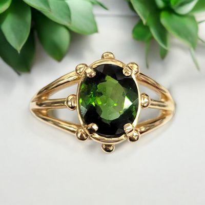 14k Yellow Gold Green Tourmaline Ring