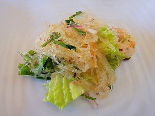 Yum woon sen sample on my plate.....bean thread noodles with salad and shrimp