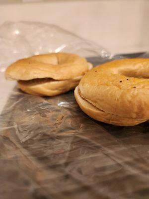 Two plain bagels