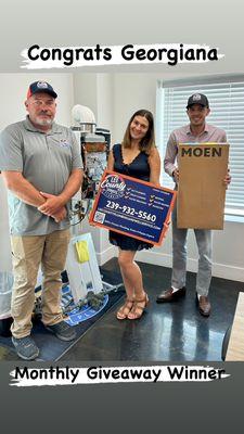 We're thrilled to announce that Georgiana is the lucky winner of our July giveaway--a sleek Moen Kitchen Faucet!