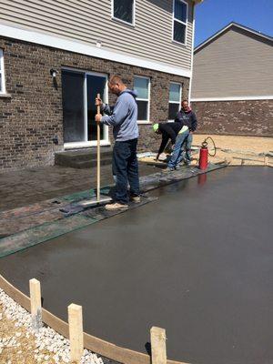 Stamping a patio.