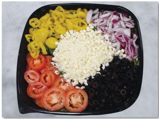 Family Size Greek Salad. We also have single sized servings on ALL of our salads! Try 1 today!