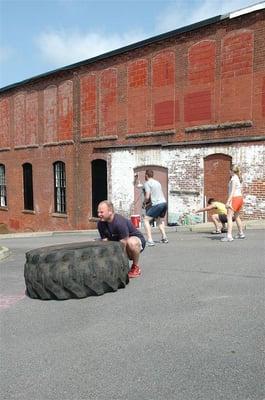 Flipping tires during bootcamp!