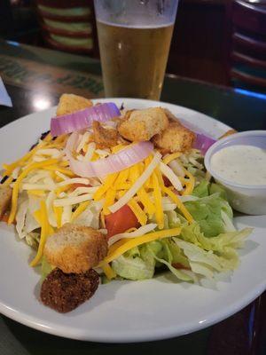 Garden salad and beer