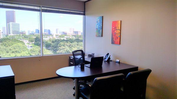 Day Office; you can office by the hour, day, week or month. Just let us know & we will customize for your needs. Office Space Houston