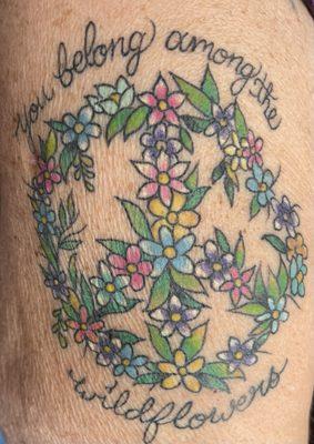 My new tattoo. My tribute to Tom Petty .   You belong among the WILDFLOWERS.