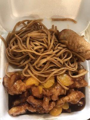 Orange chicken with noodles