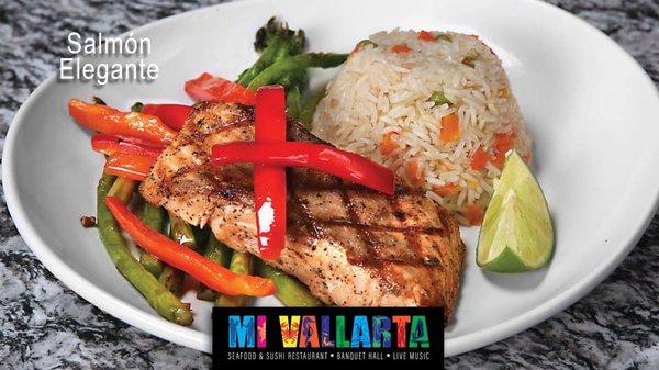 Enjoy are grilled salmon with grilled esperagus