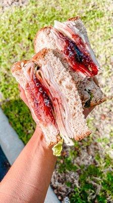 Turkey cranberry sandwich - huge! And only $7. Get it at the premade cold section