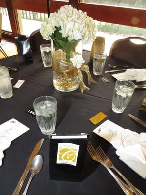 table setting - my theme was black/white/gold